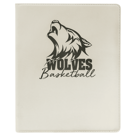 9 1/2" x 12" White/Black Laserable Leatherette Portfolio with Notepad (Sold by Case of 4)
