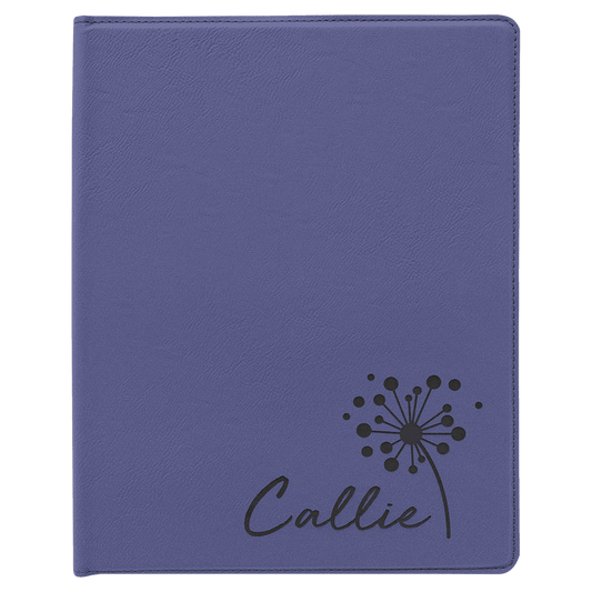9 1/2" x 12" Purple Laserable Leatherette Portfolio with Notepad (Sold by Case of 4)