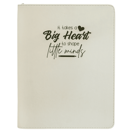 9 1/2" x 12" White with Zipper Laserable Leatherette Portfolio with Notepad (Sold by Case of 4)