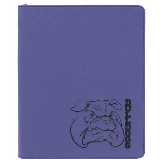9 1/2" x 12" Purple with Zipper Laserable Leatherette Portfolio with Notepad (Sold by Case of 4)