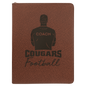 9 1/2" x 12" Football w/ Zipper Laserable Leatherette Portfolio with Notepad (Sold by Case of 4)