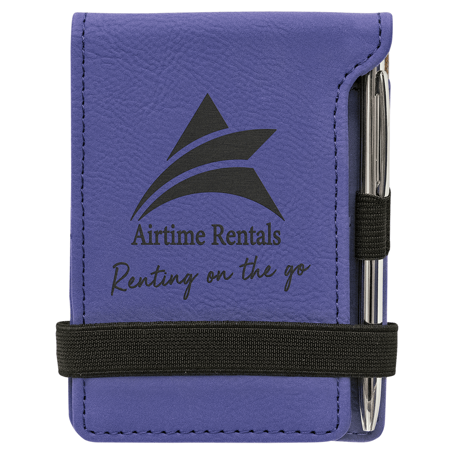 3 1/4" x 4 3/4" Purple Laserable Leatherette Mini Notepad with Pen (Sold by Case of 10)