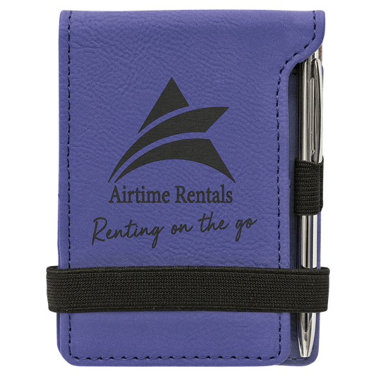 3 1/4" x 4 3/4" Purple Laserable Leatherette Mini Notepad with Pen (Sold by Case of 10)