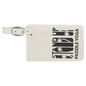 4 1/4" x 2 3/4" White/Black Laserable Leatherette Luggage Tag (Sold by Case of 10)