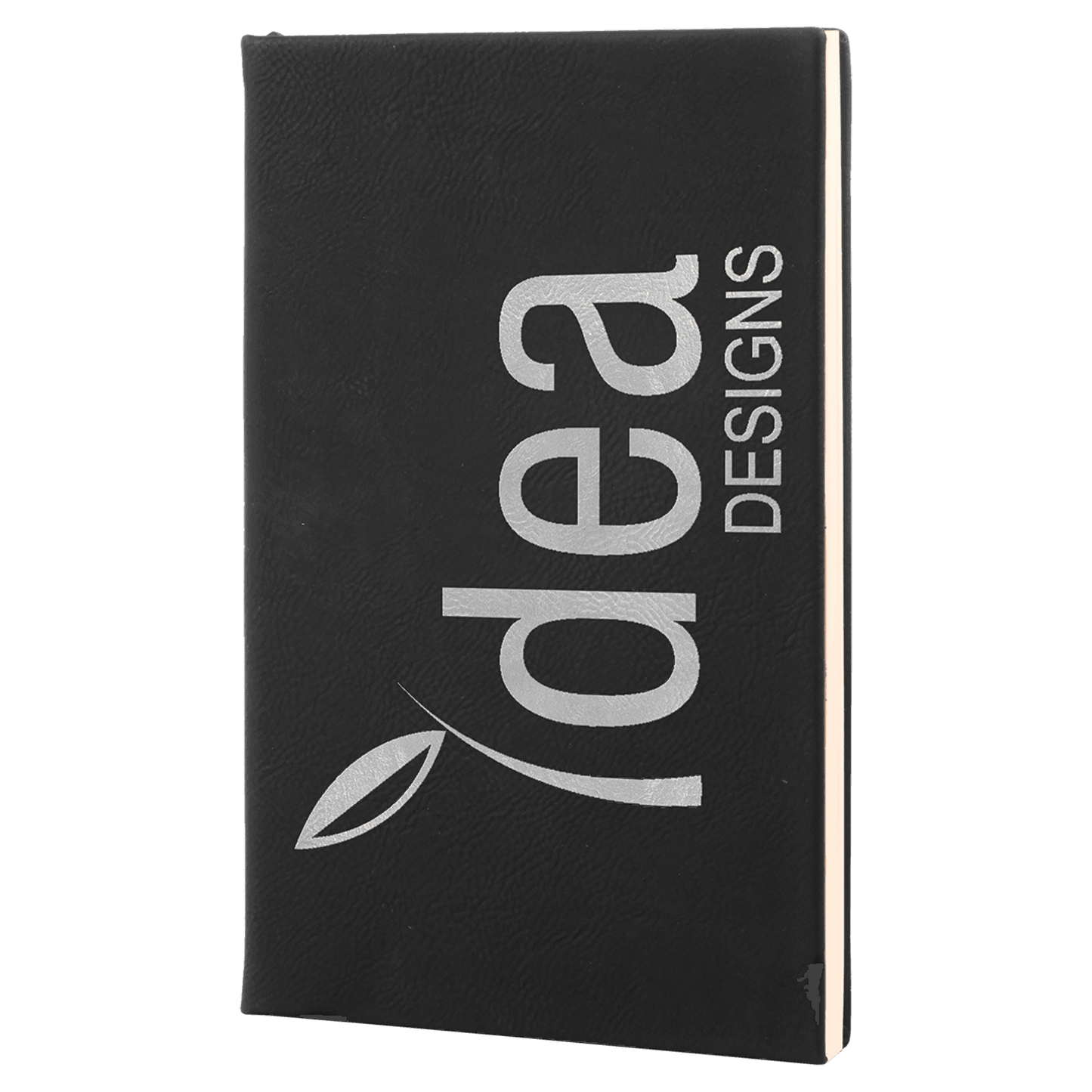 5 3/8" x 8 1/4" Black/Silver Leatherette 110 Page Bound Journal with Ribbon Bookmark (Sold by Case of 4)