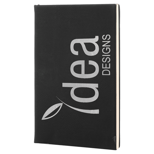 5 3/8" x 8 1/4" Black/Silver Leatherette 110 Page Bound Journal with Ribbon Bookmark (Sold by Case of 4)