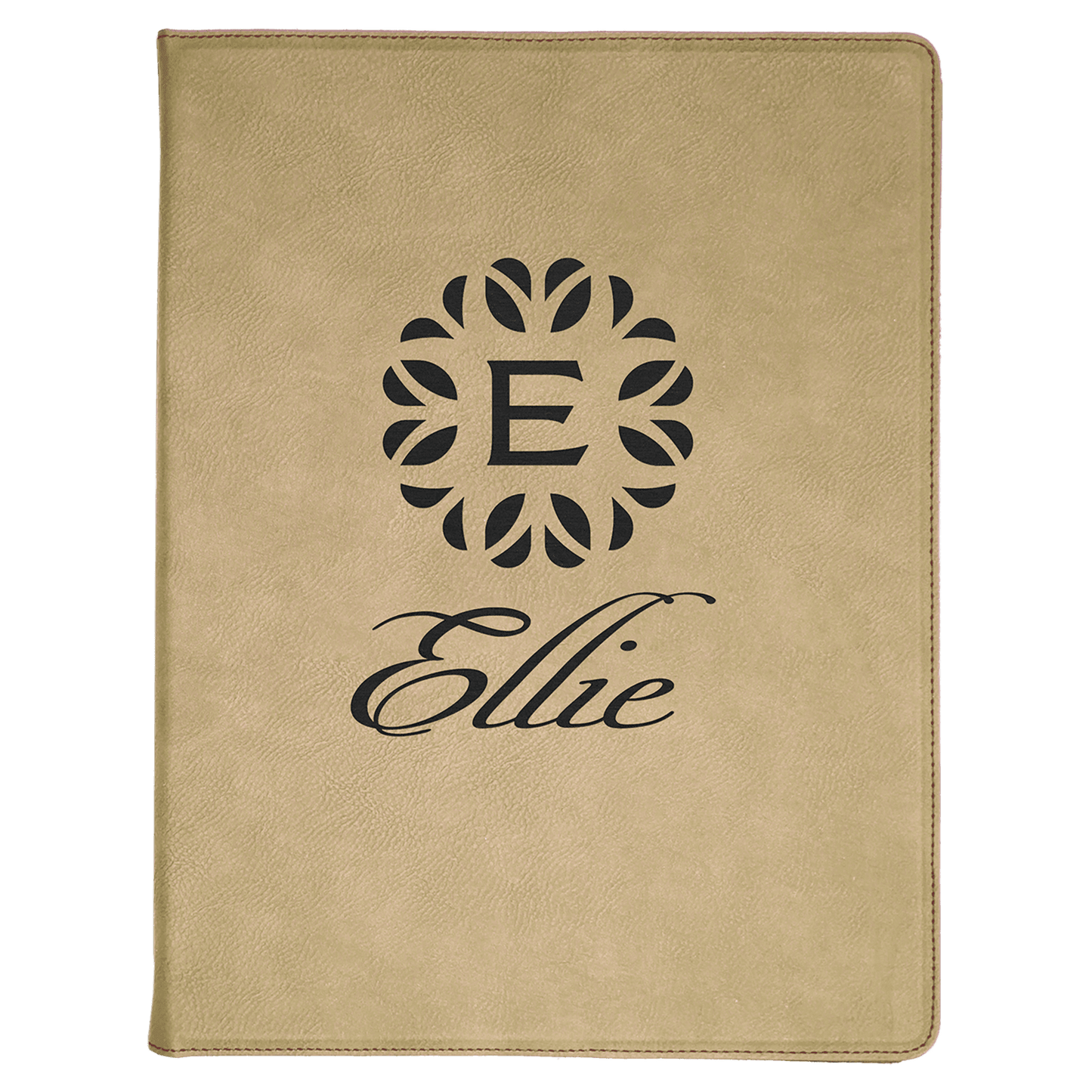 9 1/2" x 12" Light Brown Laserable Leatherette Portfolio with Lined Pad (Sold by Case of 4)