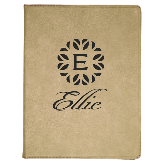 9 1/2" x 12" Light Brown Laserable Leatherette Portfolio with Lined Pad (Sold by Case of 4)