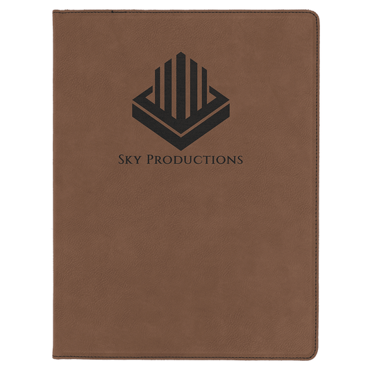 9 1/2" x 12" Dark Brown Laserable Leatherette Portfolio with Lined Pad (Sold by Case of 4)