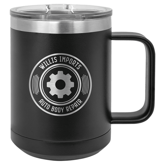 Polar Camel 15 oz. Black Vacuum Insulated Mug with Slider Lid (Sold by Case of 12)