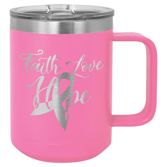 Polar Camel 15 oz. Pink Vacuum Insulated Mug with Slider Lid (Sold by Case of 12)
