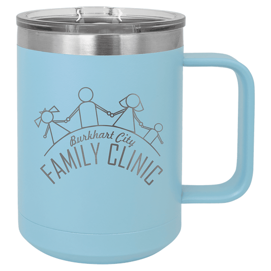 Polar Camel 15 oz. Light Blue Vacuum Insulated Mug with Slider Lid (Sold by Case of 12)
