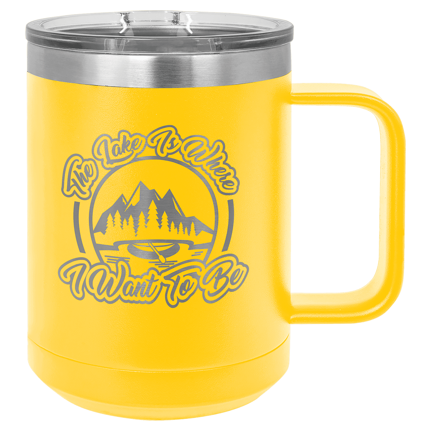 Polar Camel 15 oz. Yellow Vacuum Insulated Mug with Slider Lid (Sold by Case of 12)