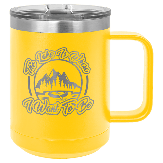 Polar Camel 15 oz. Yellow Vacuum Insulated Mug with Slider Lid (Sold by Case of 12)