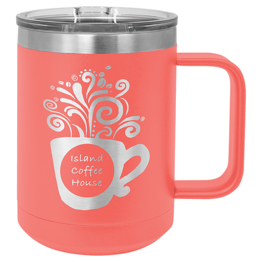 Polar Camel 15 oz. Coral Vacuum Insulated Mug with Slider Lid (Sold by Case of 12)