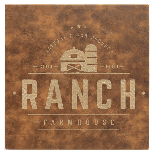 10" x 10" Rustic/Gold Laserable Leatherette Wall Decor with Sawtooth Hanger (Sold by Case of 6)
