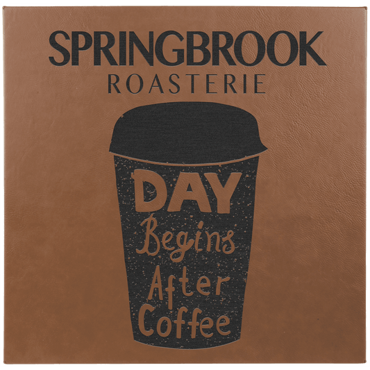14" x 14" Dark Brown Laserable Leatherette Wall Decor with Sawtooth Hanger (Sold by Case of 6)