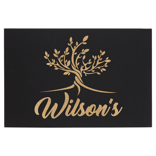 12" x 18" Black/Gold Laserable Leatherette Wall Decor with Sawtooth Hanger (Sold by Case of 6)