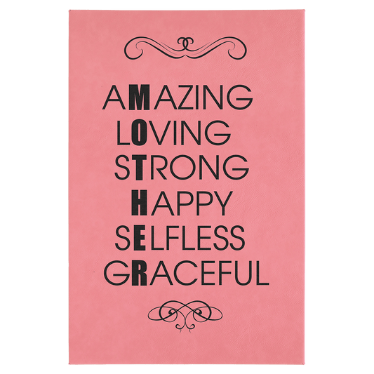 12" x 18" Pink Laserable Leatherette Wall Decor with Sawtooth Hanger (Sold by Case of 6)
