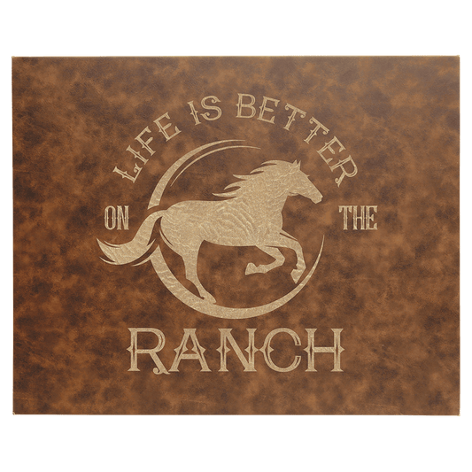 12" x 18" Rustic/Gold Laserable Leatherette Wall Decor with Sawtooth Hanger (Sold by Case of 6)
