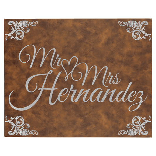 16" x 20" Rustic/Silver Laserable Leatherette Wall Decor with Sawtooth Hanger (Sold by Case of 6)