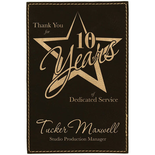 4" x 6" Black/Gold Leatherette Plaque Plate (Sold by Case of 6)
