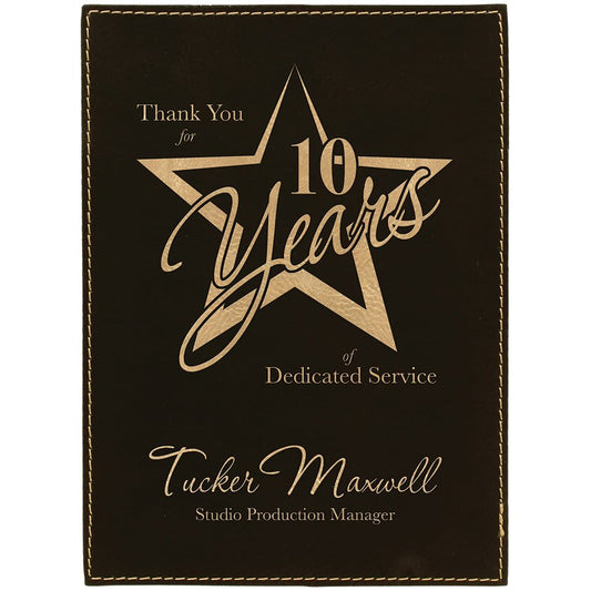 5" x 7" Black/Gold Leatherette Plaque Plate (Sold by Case of 6)