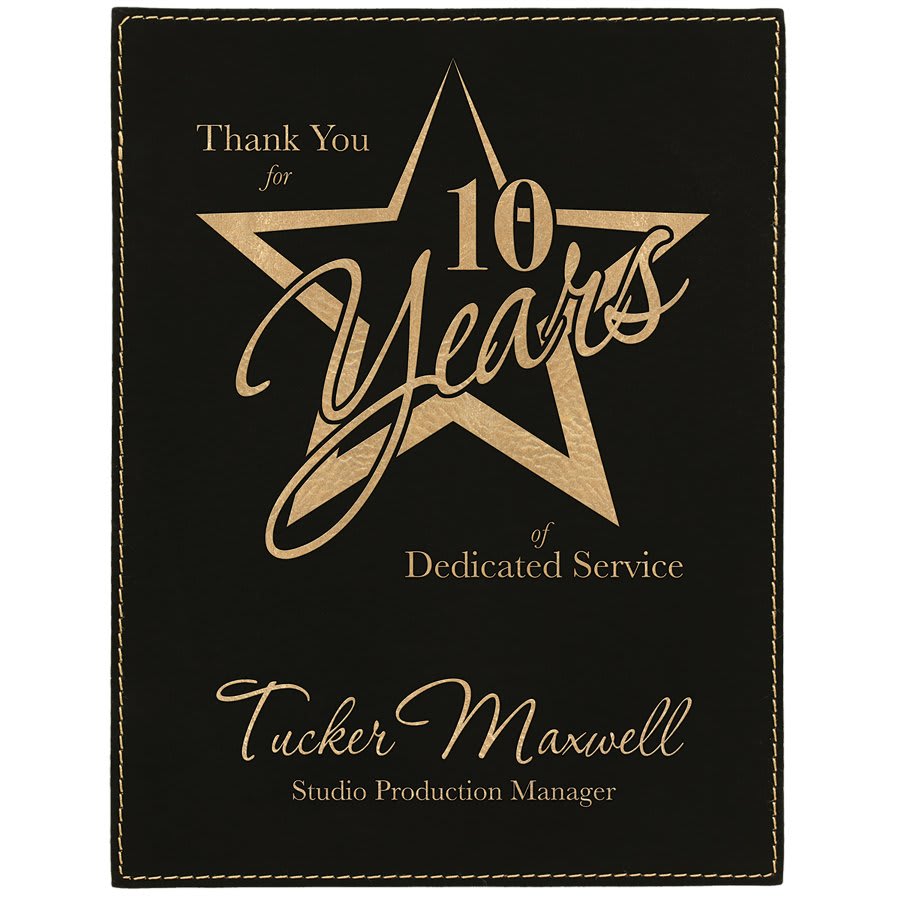 6" x 8" Black/Gold Leatherette Plaque Plate (Sold by Case of 6)