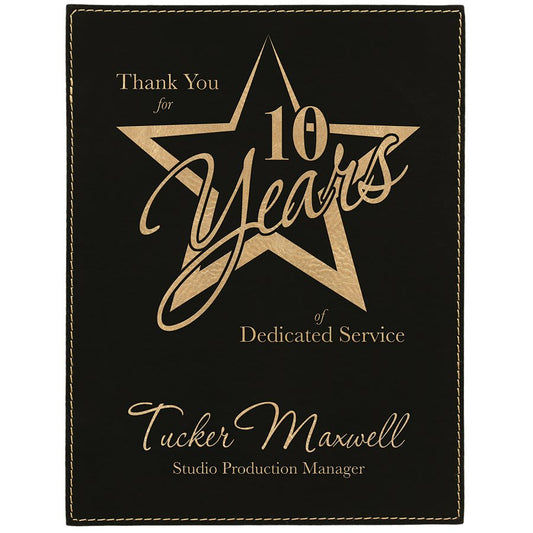 6" x 8" Black/Gold Leatherette Plaque Plate (Sold by Case of 6)