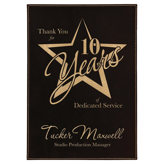 7" x 10" Black/Gold Leatherette Plaque Plate (Sold by Case of 6)