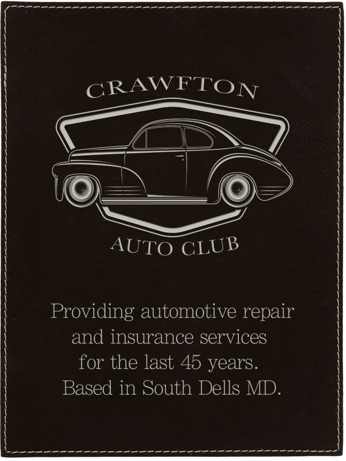 6" x 8" Black/Silver Leatherette Plaque Plate (Sold by Case of 6)