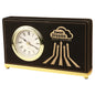 7 1/2" x 4 1/2" Black/Gold Laserable Leatherette Horizontal Desk Clock (Sold by Case of 10)