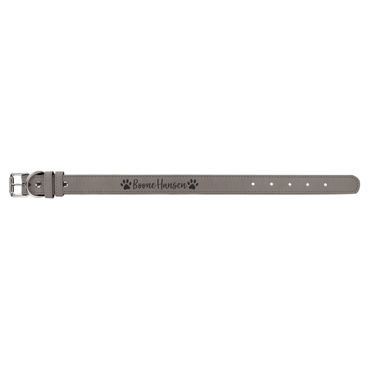 Small 15" x 3/4" Gray Laserable Leatherette Dog Collar (Sold by Case of 10)