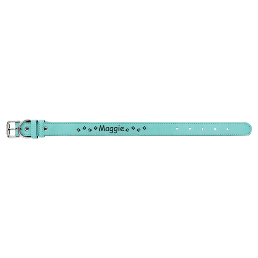 Small 15" x 3/4" Teal Laserable Leatherette Dog Collar (Sold by Case of 10)
