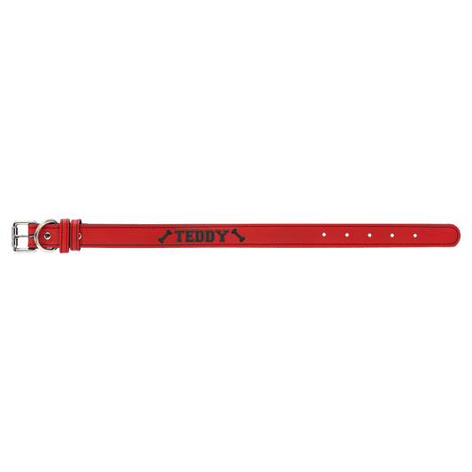 Small 15" x 3/4" Red Laserable Leatherette Dog Collar (Sold by Case of 10)