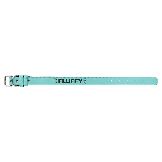 Medium 19" x 1" Teal Laserable Leatherette Dog Collar (Sold by Case of 10)
