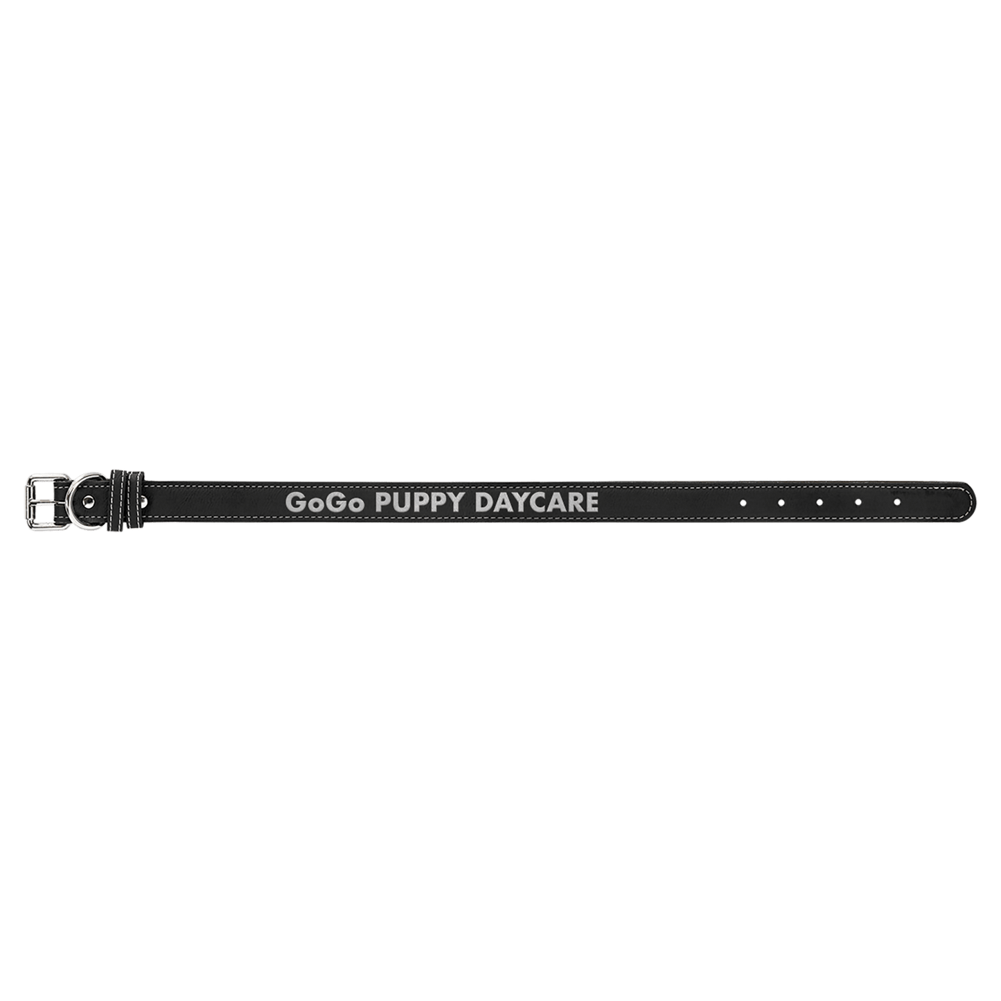 Large 23" x 1" Black/Silver Laserable Leatherette Dog Collar (Sold by Case of 10)