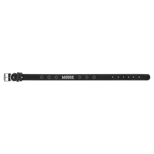 Extra Large 27" x 1 1/4" Black/Silver Laserable Leatherette Dog Collar (Sold by Case of 10)