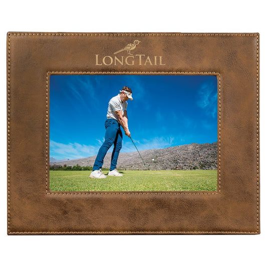 5" x 7" Rustic/Gold Laserable Leatherette Photo Frame (Sold by Case of 12)