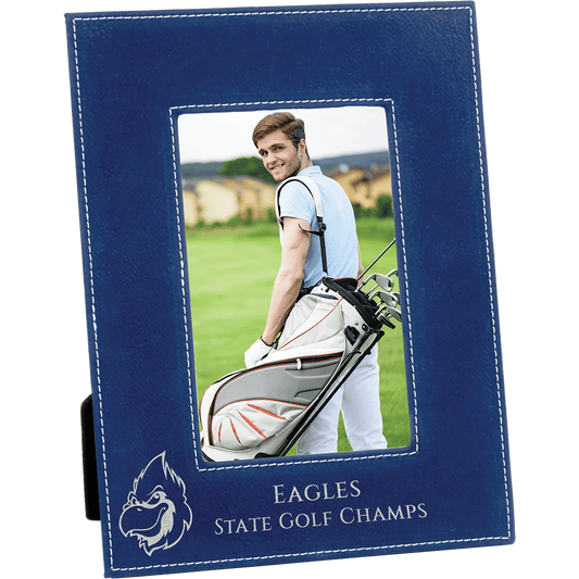 4" x 6" Blue/Silver Laserable Leatherette Photo Frame (Sold by Case of 12)
