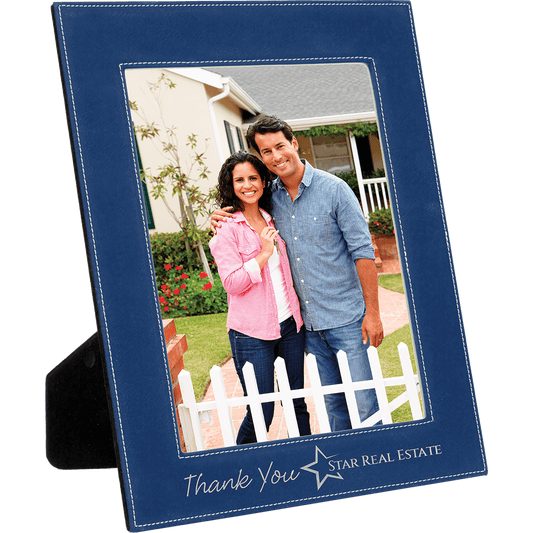 8" x 10" Blue/Silver Laserable Leatherette Photo Frame (Sold by Case of 6)