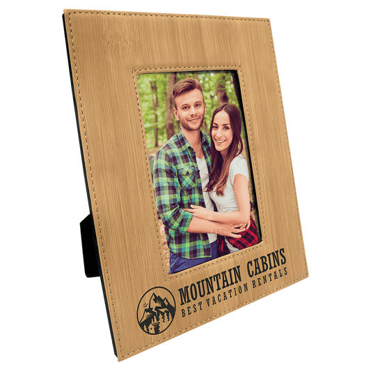 4" x 6" Bamboo Laserable Leatherette Photo Frame (Sold by Case of 12)
