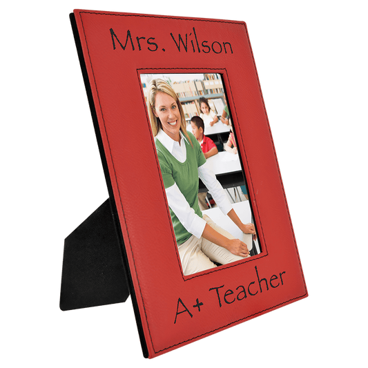 4" x 6" Red Laserable Leatherette Photo Frame (Sold by Case of 12)