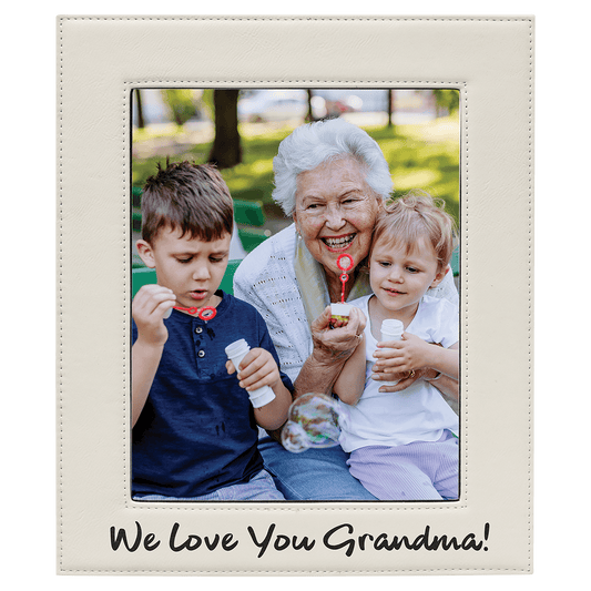 8" x 10" White Laserable Leatherette Photo Frame (Sold by Case of 6)