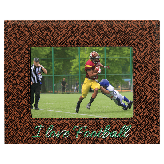 5" x 7" Football Laserable Leatherette Photo Frame (Sold by Case of 12)