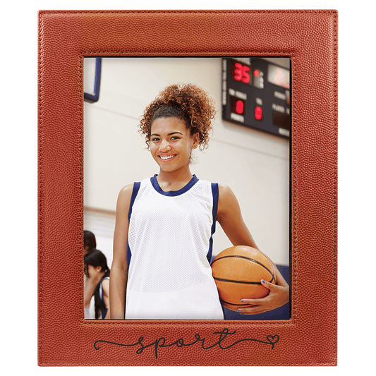 8" x 10" Basketball Laserable Leatherette Photo Frame (Sold by Case of 6)