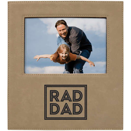 5" x 7" Light Brown Leatherette Photo Frame with 4 1/4" x 8 7/8" Engraving Area (Sold by Case of 12)