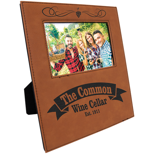 4" x 6" Rawhide Leatherette Photo Frame with 4 1/4" x 7 7/8" Engraving Area (Sold by Case of 12)