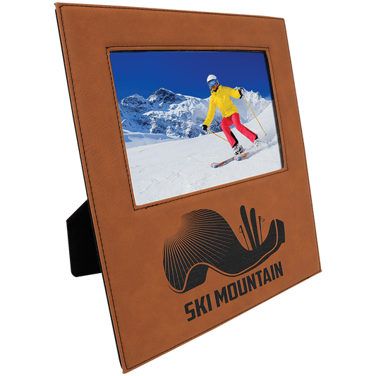 5" x 7" Rawhide Leatherette Photo Frame with 4 1/4" x 8 7/8" Engraving Area (Sold by Case of 12)