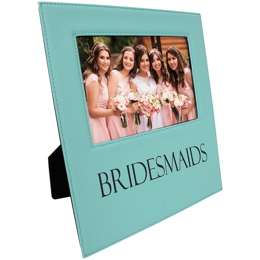 5" x 7" Teal Leatherette Photo Frame with 4 1/4" x 8 7/8" Engraving Area (Sold by Case of 12)